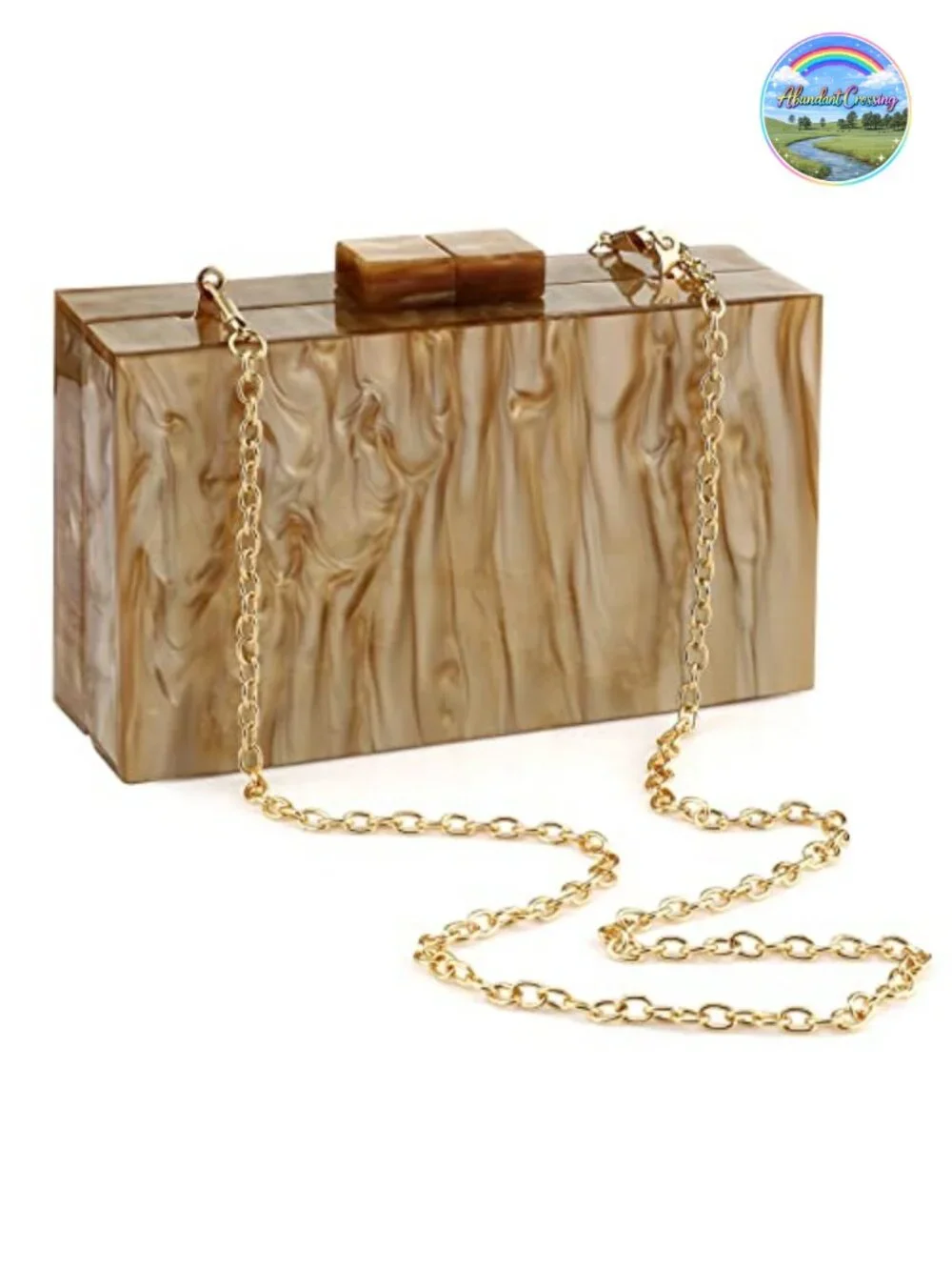 Acrylic Marbling Clutch Purse Women Evening Crossbody Bag Detachable Chain